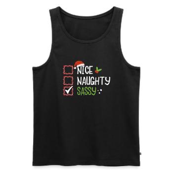 Christmas Funny Witty Humor Nice Naughty Sassy - Men's Premium Organic Tank Top - black - Front - Michal (187cm)