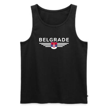T-Shirt Belgrade – Pour les fans de la capitale - Débardeur bio Premium Homme - noir - Devant - AI Model Male 178 light (178cm)