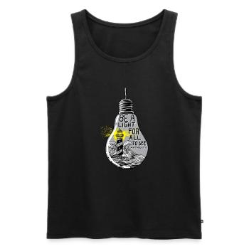 Inspirational Zitat der Bibel Seien Sie ein Licht für alle - Männer Premium Bio Tank Top - Schwarz - Vorne - AI Model Male 178 light (178cm)