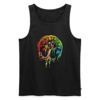 Colorful Tree Life is really good Tree Art Shirt - Men's Premium Organic Tank Top - black - Front - AI Model Male 178 light (178cm)
