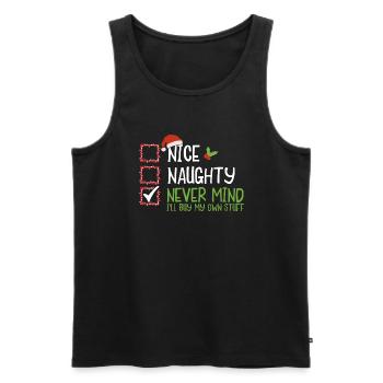 Christmas Xmas Saying Humor Funny Witty - Men's Premium Organic Tank Top - black - Front - AI Model Male 178 light (178cm)