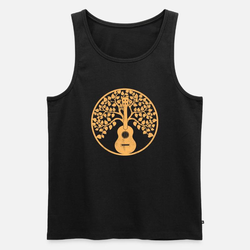 ukulele tree mandala sepia - Männer Premium Bio Tank Top - Schwarz
