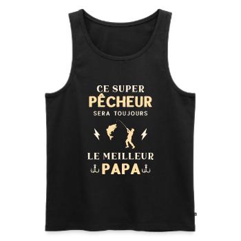 Meilleur Super Papa Pêcheur Pêche Humour - Débardeur bio Premium Homme - noir - Devant - Michal (187cm)