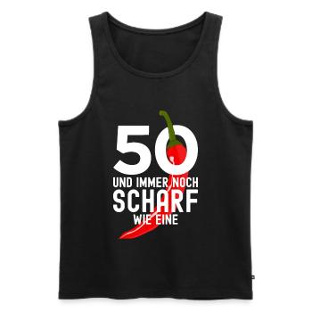 50. GEBURTSTAG JALAPENO 50 SCHARF WIE EINE CHILI - Männer Premium Bio Tank Top - Schwarz - Vorne - Michal (187cm)