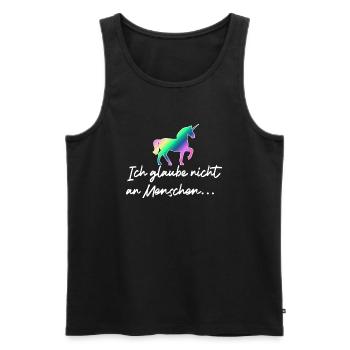 Einhorn / Ich glaube nicht an Menschen - Männer Premium Bio Tank Top - Schwarz - Vorne - Michal (187cm)