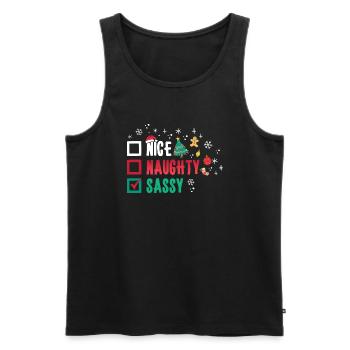 Christmas Funny Witty Humor Nice Naughty Sassy - Men's Premium Organic Tank Top - black - Front - Michal (187cm)