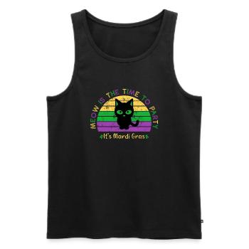 Mardi Gras Cat Meow Is The Time To Party Funny - Men's Premium Organic Tank Top - black - Front - AI Model Male 178 light (178cm)