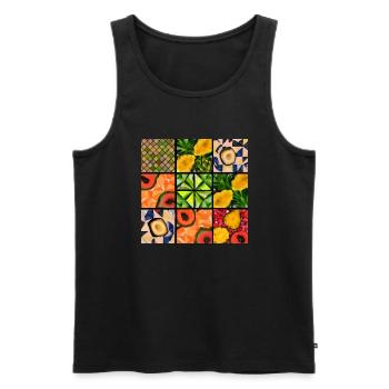 Mosaïque de fruits tropicaux - Débardeur bio Premium Homme - noir - Devant - Michal (187cm)