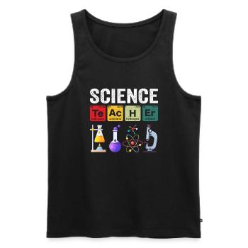 Professeur de sciences Chimie Biologie Professeur de physique - Débardeur bio Premium Homme - noir - Devant - AI Model Male 178 light (178cm)