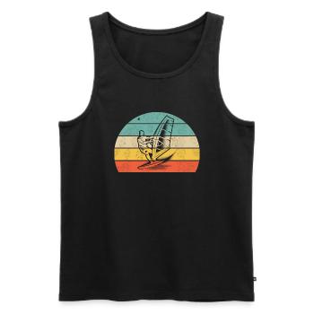 Aventure en planche à voile - Débardeur bio Premium Homme - noir - Devant - Michal (187cm)