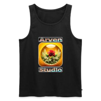 Fantasy Naturkunst mit Rose und leuchtender Kugel - Männer Premium Bio Tank Top - Schwarz - Vorne - AI Model Male 178 light (178cm)
