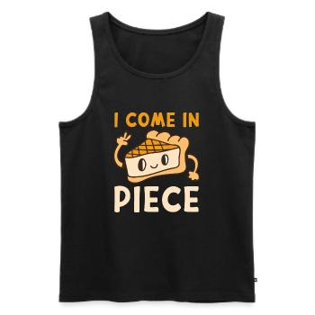 Kuchen Spruch lustig I COME IN PIECE Käsekuchen - Männer Premium Bio Tank Top - Schwarz - Vorne - Michal (187cm)