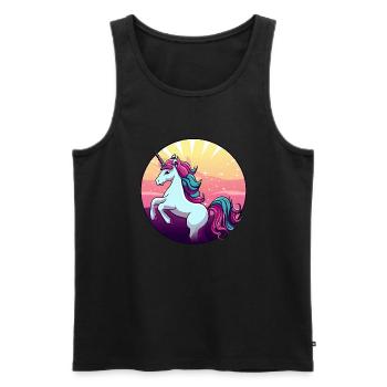 Einhorn springt Sunset - Männer Premium Bio Tank Top - Schwarz - Vorne - Michal (187cm)