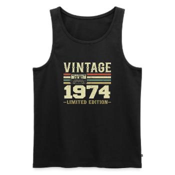 Vintage 1974 Rétro Cadeau D’anniversaire 1974 - Débardeur bio Premium Homme - noir - Devant - Michal (187cm)