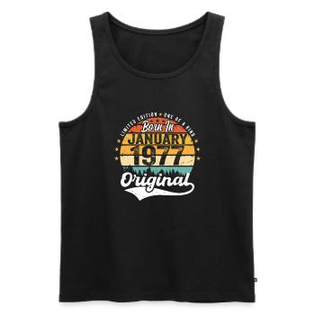 Die Legenden wurden im Januar 1977 geboren - Männer Premium Bio Tank Top - Schwarz - Vorne - Michal (187cm)