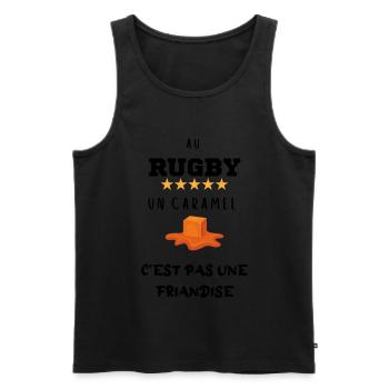 au Rugby un caramel c'est pas une friandise cadeau - Débardeur bio Premium Homme - noir - Devant - Michal (187cm)
