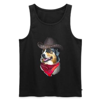 Australian Shepherd Cowboy - Men's Premium Organic Tank Top - black - Front - AI Model Male 178 light (178cm)
