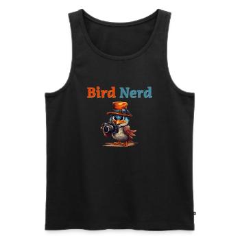 « Bird Nerd » - Spruch - Devise - Hobby - Débardeur bio Premium Homme - noir - Devant - AI Model Male 178 light (178cm)