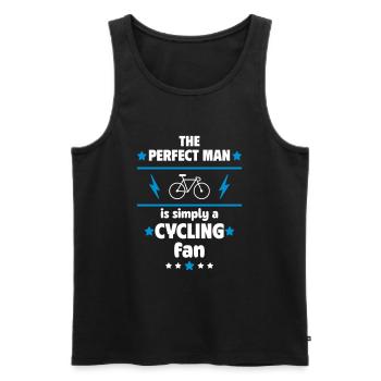 The perfect man loves cycling - Men's Premium Organic Tank Top - black - Front - AI Model Male 178 light (178cm)