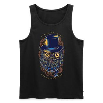 Eule - Steampunk Owl - Männer Premium Bio Tank Top - Schwarz - Vorne - AI Model Male 178 light (178cm)