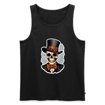 Skull with Top Hat Halloween - Men's Premium Organic Tank Top - black - Front - AI Model Male 178 light (178cm)