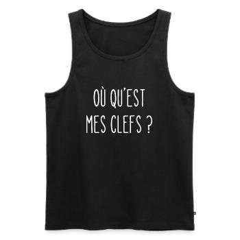 où qu'est mes clefs ? - Débardeur bio Premium Homme - noir - Devant - Michal (187cm)