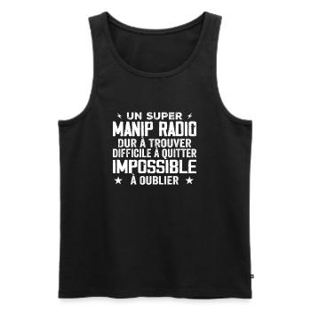 An assistant radio operation - Men's Premium Organic Tank Top - black - Front - Michal (187cm)