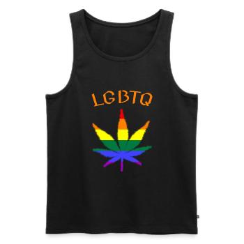 lgbtq, regenbogen, weed, ganja, pride month, csd - Männer Premium Bio Tank Top - Schwarz - Vorne - Michal (187cm)
