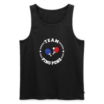 TEAM PING PONG College Runde W - Männer Premium Bio Tank Top - Schwarz - Vorne - Michal (187cm)