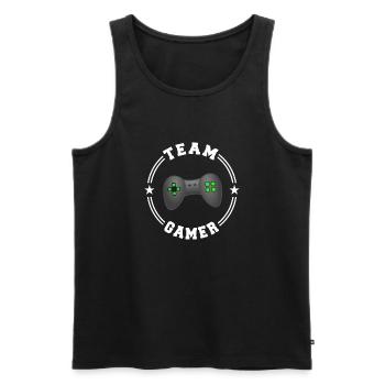 TEAM GAMER College Runde W - Männer Premium Bio Tank Top - Schwarz - Vorne - Michal (187cm)