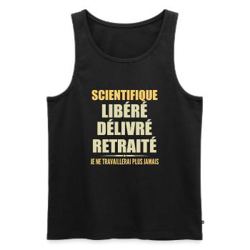 Scientifique célèbre sa retraite avec humour cadea - Débardeur bio Premium Homme - noir - Devant - AI Model Male 178 light (178cm)
