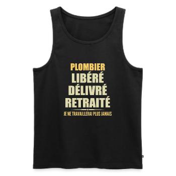 Plombier célèbre sa retraite avec humour cadeau - Débardeur bio Premium Homme - noir - Devant - Michal (187cm)