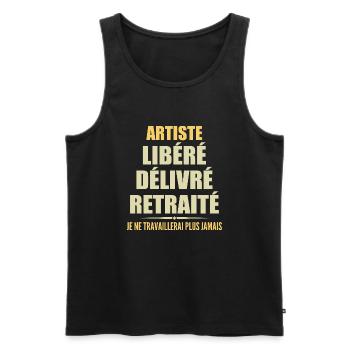 Artiste célèbre sa retraite avec humour cadeau - Débardeur bio Premium Homme - noir - Devant - Michal (187cm)