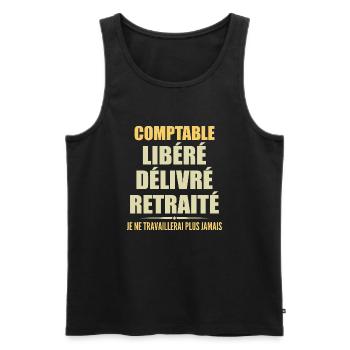 Comptable célèbre sa retraite avec humour cadeau - Débardeur bio Premium Homme - noir - Devant - AI Model Male 178 light (178cm)