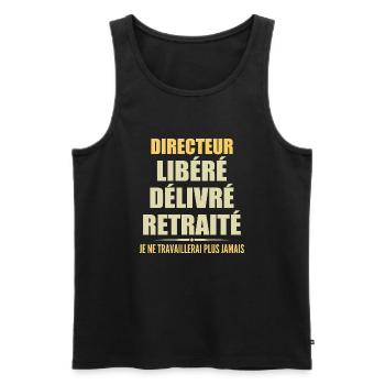 Director celebrates his retirement with humor gift - Men's Premium Organic Tank Top - black - Front - AI Model Male 178 light (178cm)