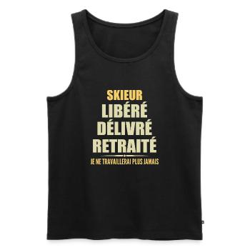 Skieur célèbre sa retraite avec humour cadeau - Débardeur bio Premium Homme - noir - Devant - Michal (187cm)