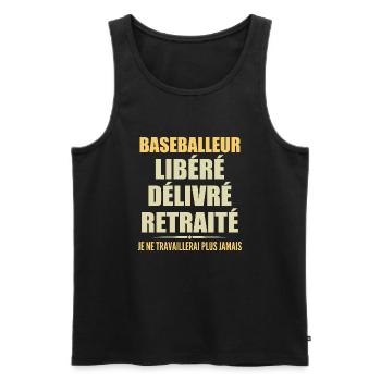 Baseballeur célèbre sa retraite avec humour cadeau - Débardeur bio Premium Homme - noir - Devant - AI Model Male 178 light (178cm)