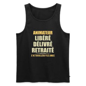 Host celebrates his retirement with humor gift - Men's Premium Organic Tank Top - black - Front - AI Model Male 178 light (178cm)