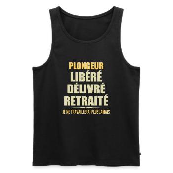 Plongeur célèbre sa retraite avec humour cadeau - Débardeur bio Premium Homme - noir - Devant - Michal (187cm)
