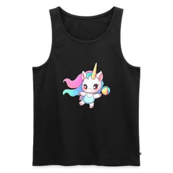 Unicorn playing volleyball - Men's Premium Organic Tank Top - black - Front - Michal (187cm)