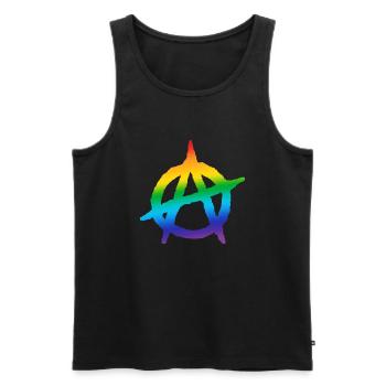 Anarchie A logo LGBT - Débardeur bio Premium Homme - noir - Devant - AI Model Male 178 light (178cm)