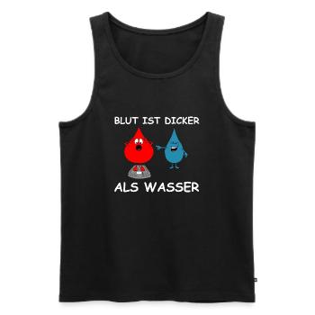 Blut ist dicker als Wasser | lustige Bilder - Männer Premium Bio Tank Top - Schwarz - Vorne - Michal (187cm)