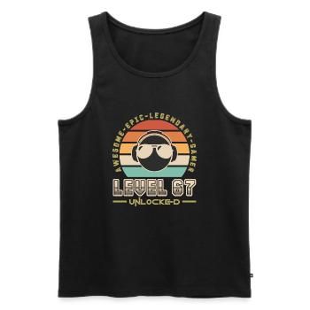 Level 67 - Men's Premium Organic Tank Top - black - Front - AI Model Male 178 light (178cm)