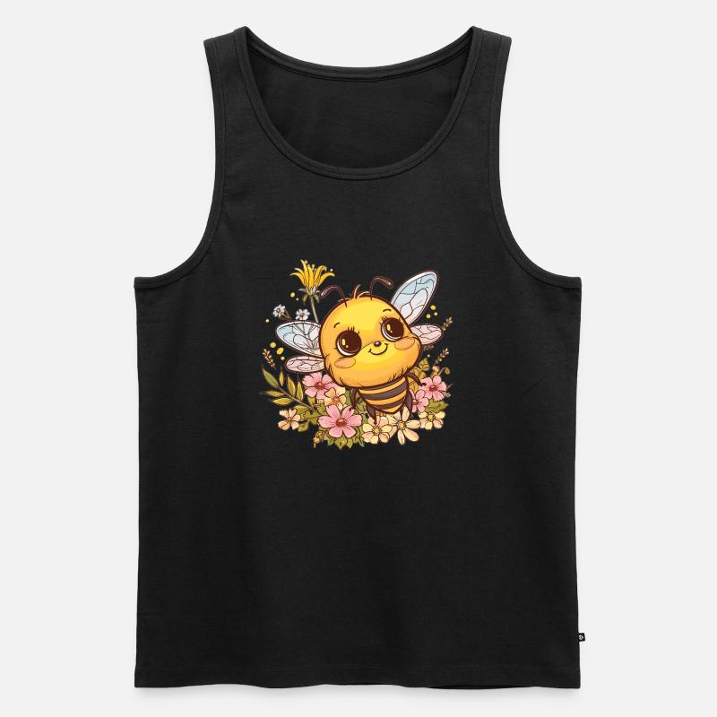 Honigbiene mit Blumenkranz - Männer Premium Bio Tank Top - Schwarz