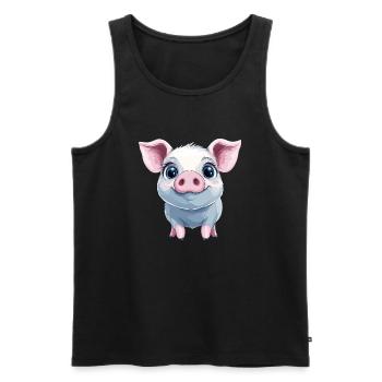 Cochon rose heureux - Débardeur bio Premium Homme - noir - Devant - Michal (187cm)