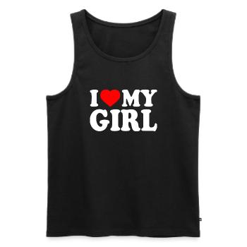 I love my girl - Männer Premium Bio Tank Top - Schwarz - Vorne - Michal (187cm)