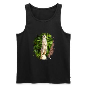 Ein Erdmännchen passt auf. - Männer Premium Bio Tank Top - Schwarz - Vorne - AI Model Male 178 light (178cm)