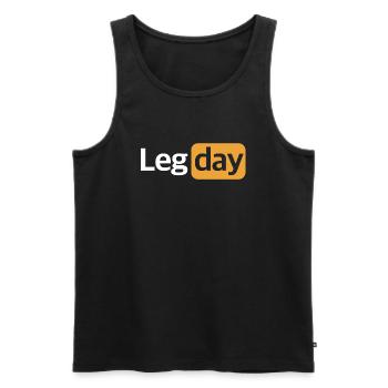 Jour de l’étape | Jambes, Fitness, Musculation, Entraînement - Débardeur bio Premium Homme - noir - Devant - Michal (187cm)