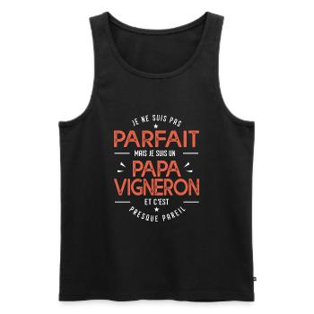 je suis un papa Vigneron cadeau vigneron humour - Débardeur bio Premium Homme - noir - Devant - AI Model Male 178 light (178cm)