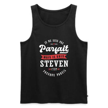 Steven Parfait Cadeau prenom steven - Débardeur bio Premium Homme - noir - Devant - AI Model Male 178 light (178cm)